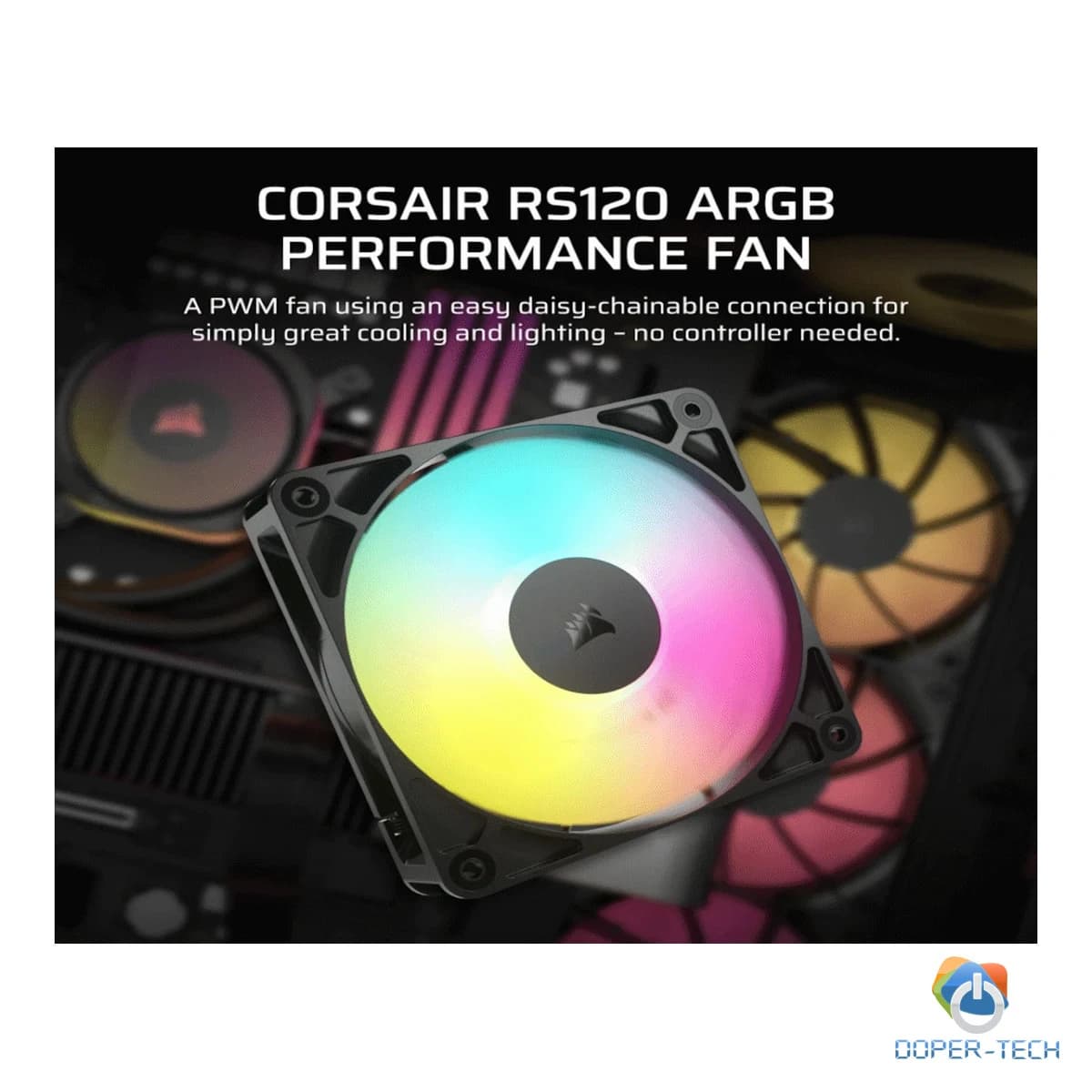 Ventilator za kućište Corsair RS120 ARGB 120mm PWM crni