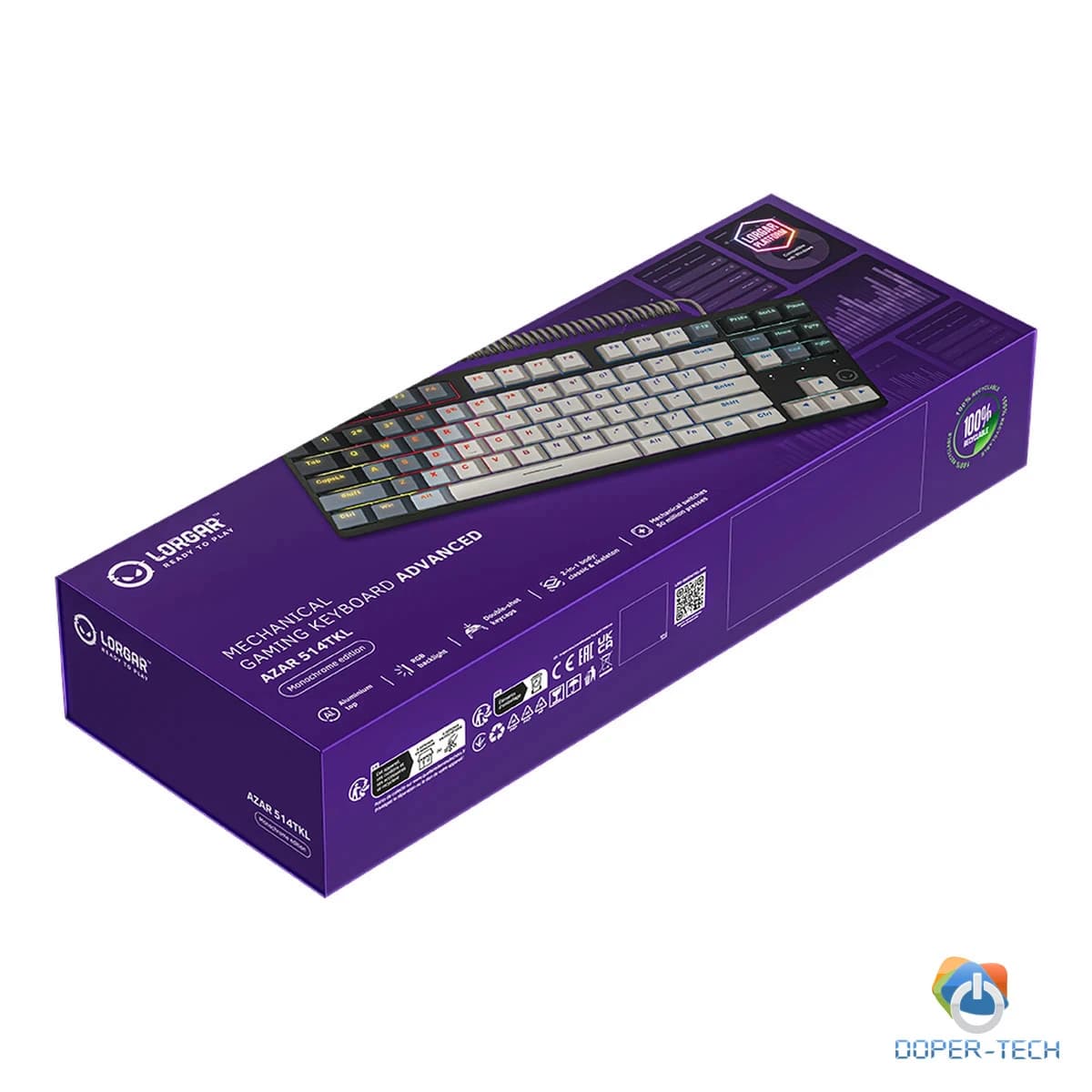 LORGAR Azar 514TKL, Wired RGB mechanical gaming keyboard, white, EN layout
