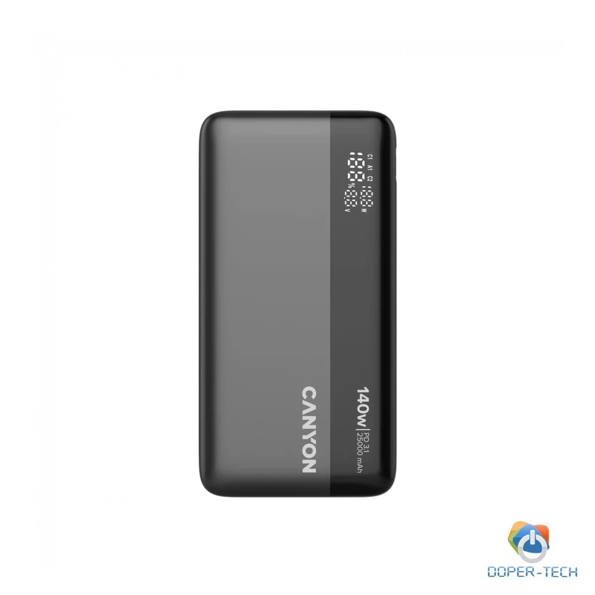 Powerbank Canyon OnPower 240 25000 mAh 140 W PD 3.1 sa zaslonom – prednja strana sa zaslonom