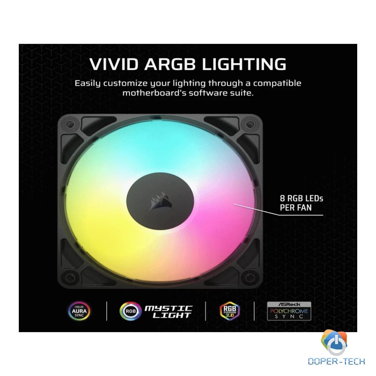 Ventilator za kućište Corsair RS120 ARGB 120mm PWM crni