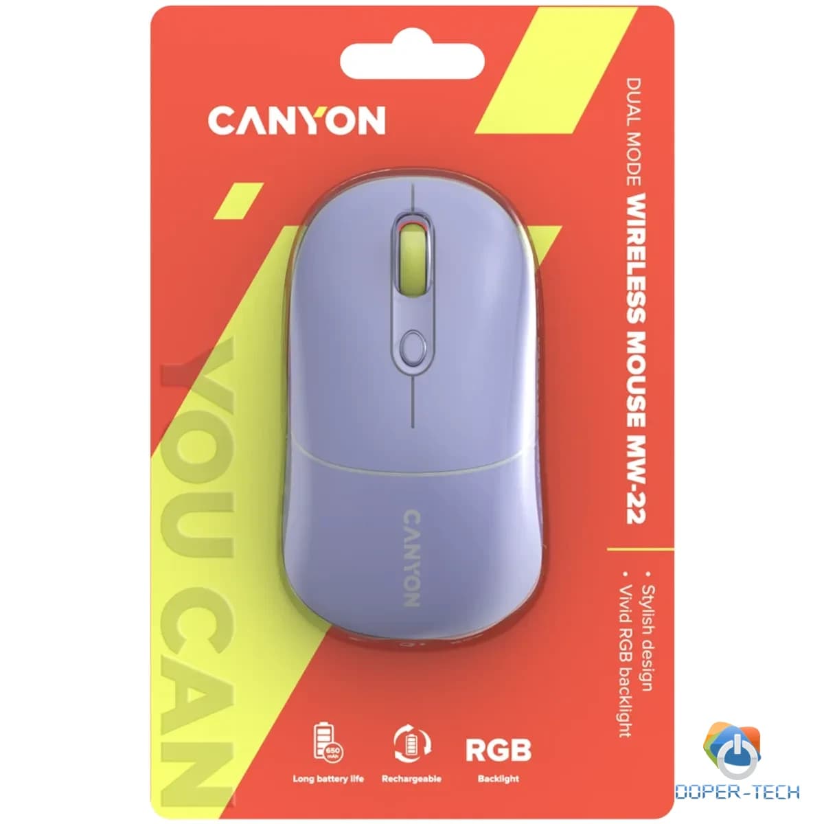 Miš bežični Canyon CNS-CMSW22ML Lavender optički 1600 DPI