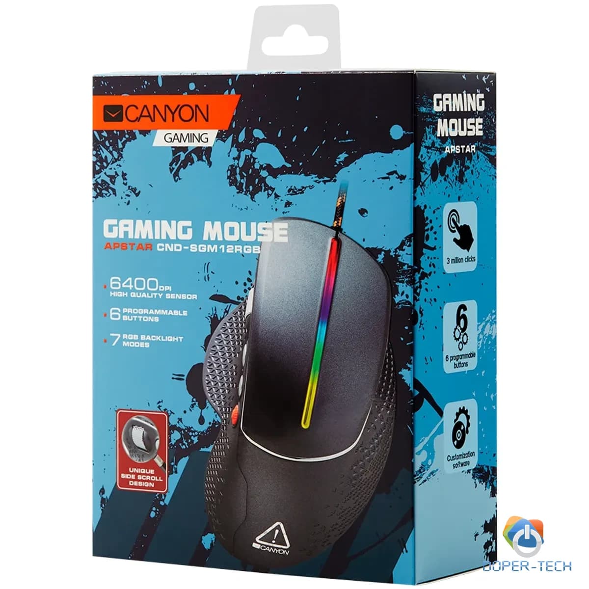 Miš Canyon CND-SGM12RGB Apstar RGB 6400 DPI 6 tipki