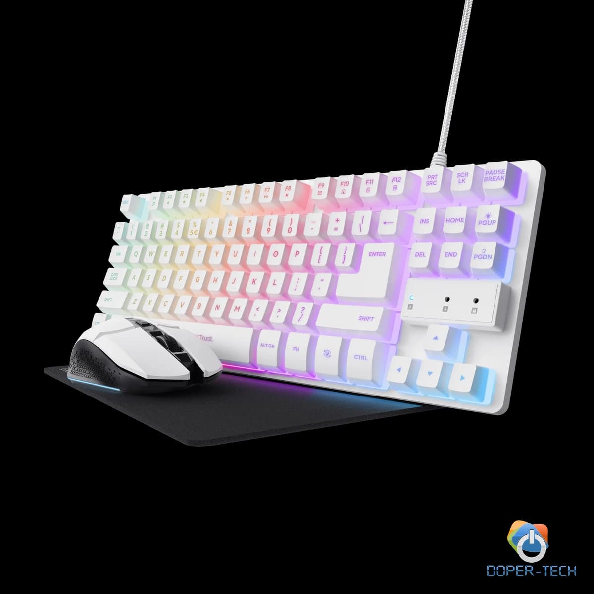Gaming set Trust GXT 794W tipkovnica TKL, bežični miš i podloga 3u1 bijeli