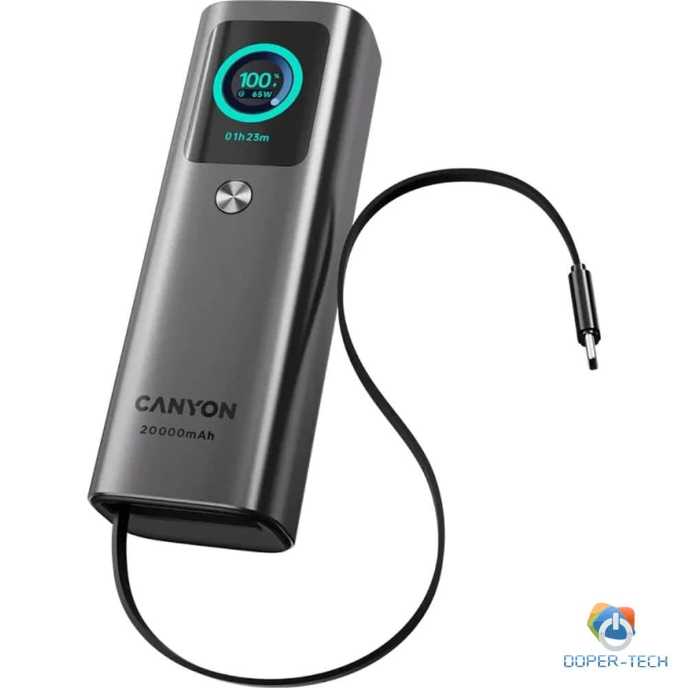 Powerbank Canyon OnPower 265 20000 mAh 165 W s ugrađenim kabelom – s ugrađenim kabelom