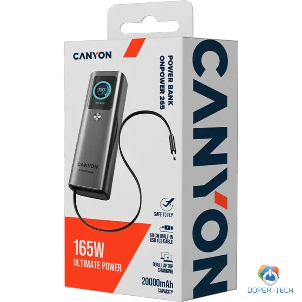 Powerbank Canyon OnPower 265 20000 mAh 165 W s ugrađenim kabelom – pakiranje