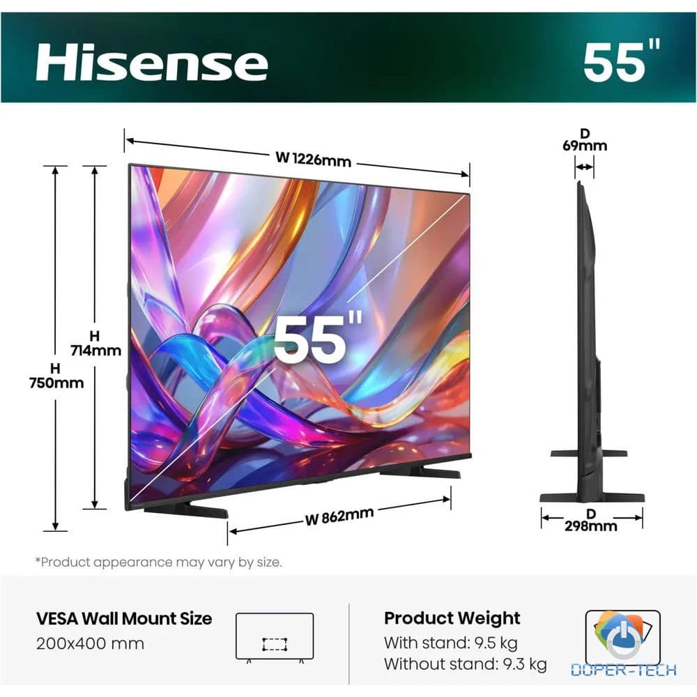 Dimenzije i VESA nosač televizora Hisense 55E7S 55″