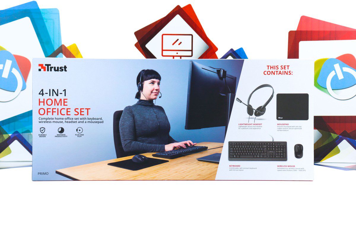 Trust Primo 4-in-1 Home Office Set avec micro-casque, clavier