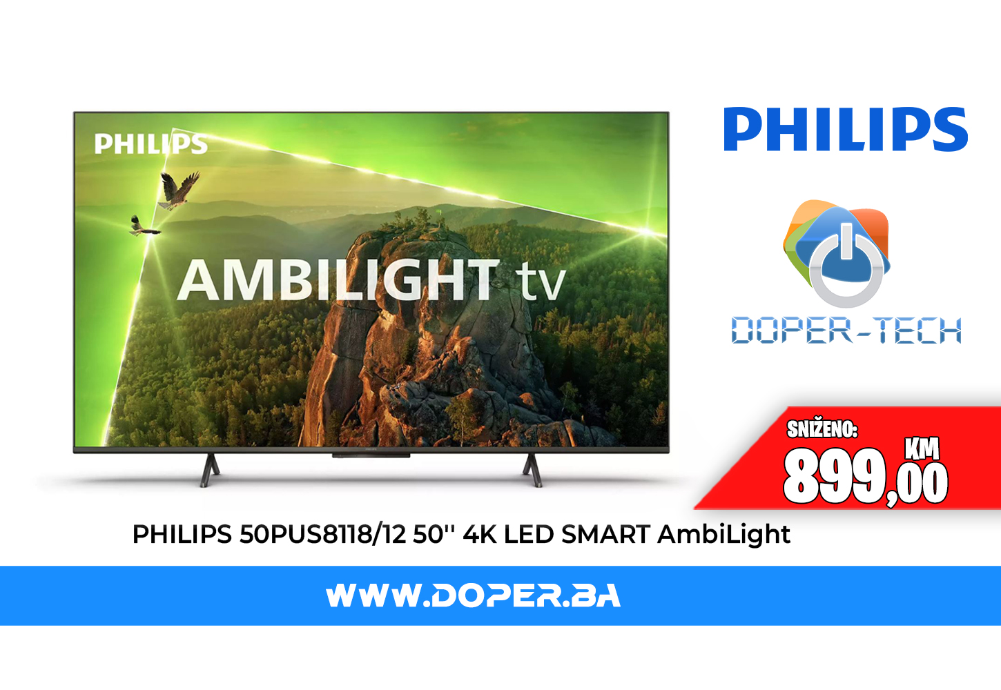 Philips 4K LED Smart Ambilight TV, PUS8118, 50 Pulgadas, UHD 4K TV
