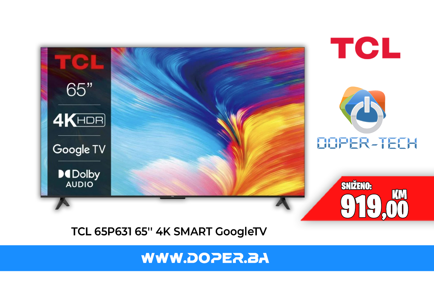 TCL 65P631 65 LED UltraHD 4K Google TV