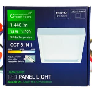 LED panel Green Tech 18W 3000K-6500K nadgradbeni kockasti