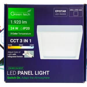 LED panel Green Tech 24W 3000K-6500K nadgradbeni kockasti
