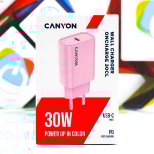 Kućni punjač Canyon OnCharge 30CL 30W USB-C rozi