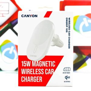 Bežični auto punjač 15W, magnetni držač Canyon OnGrip 105