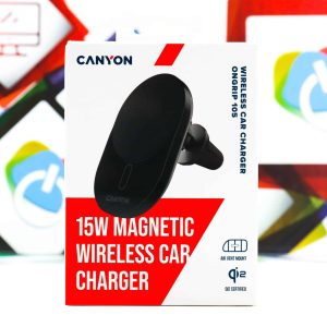 Bežični auto punjač 15W, magnetni držač Canyon OnGrip 105